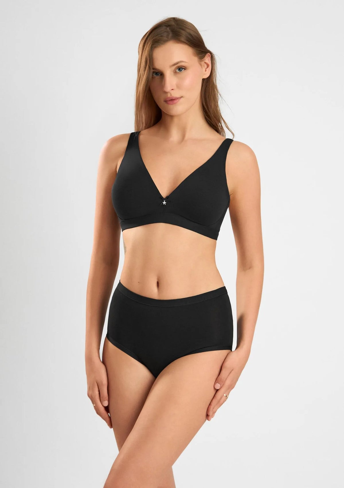 Sielei Cotton 1454 biustonosz czarny sportowy z bawełny
