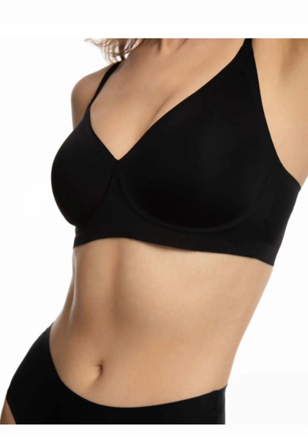 Julimex Simple T-Shirt Bra miękki biustonosz czarny z fiszbinami