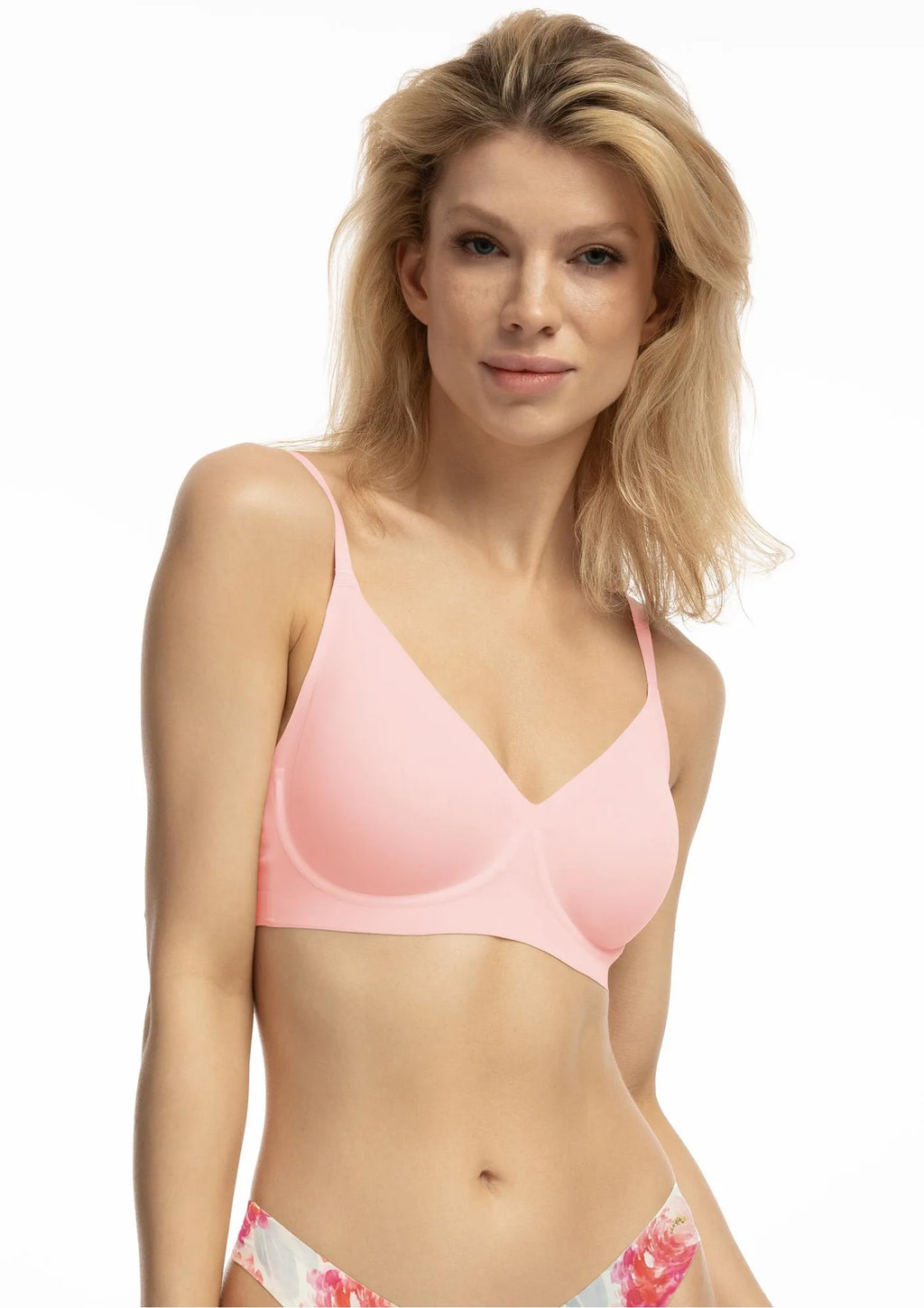 Julimex Simple T-Shirt Bra biustonosz różowy z elastyczną fiszbiną