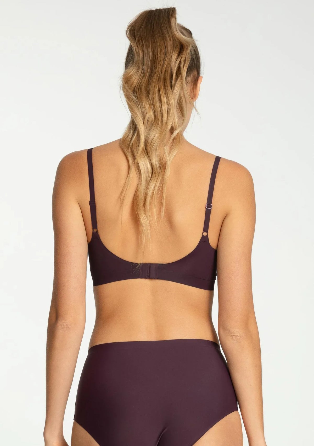 Julimex T-Shirt Bra Dark Plum, fiszbiny i wyjmowane wkładki