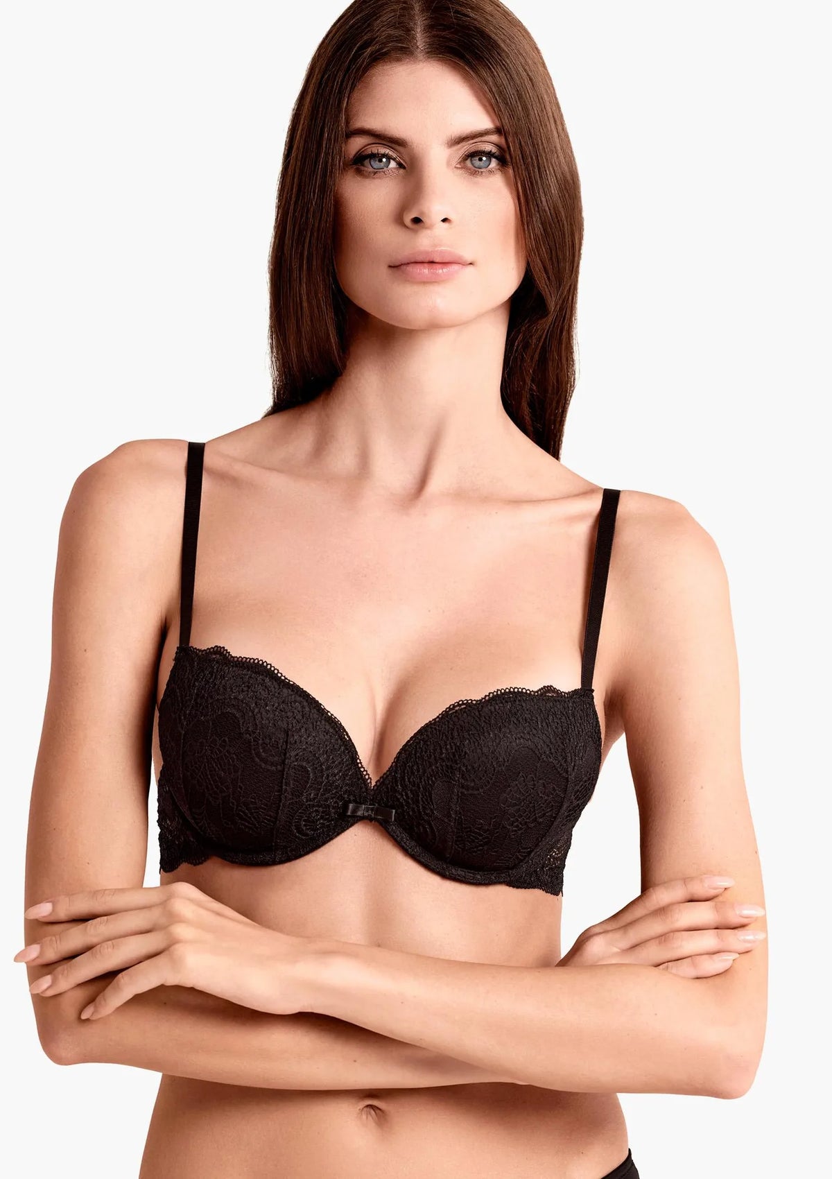 Lormar Duble Pizzo 032L koronkowy super push-up czarny, +2 rozmiary