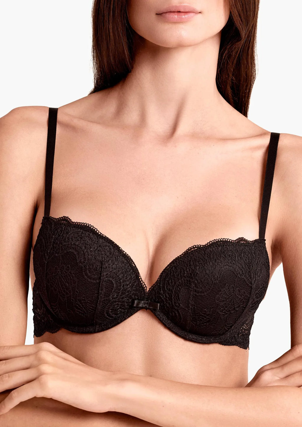 Lormar Duble Pizzo 032L koronkowy super push-up czarny, +2 rozmiary