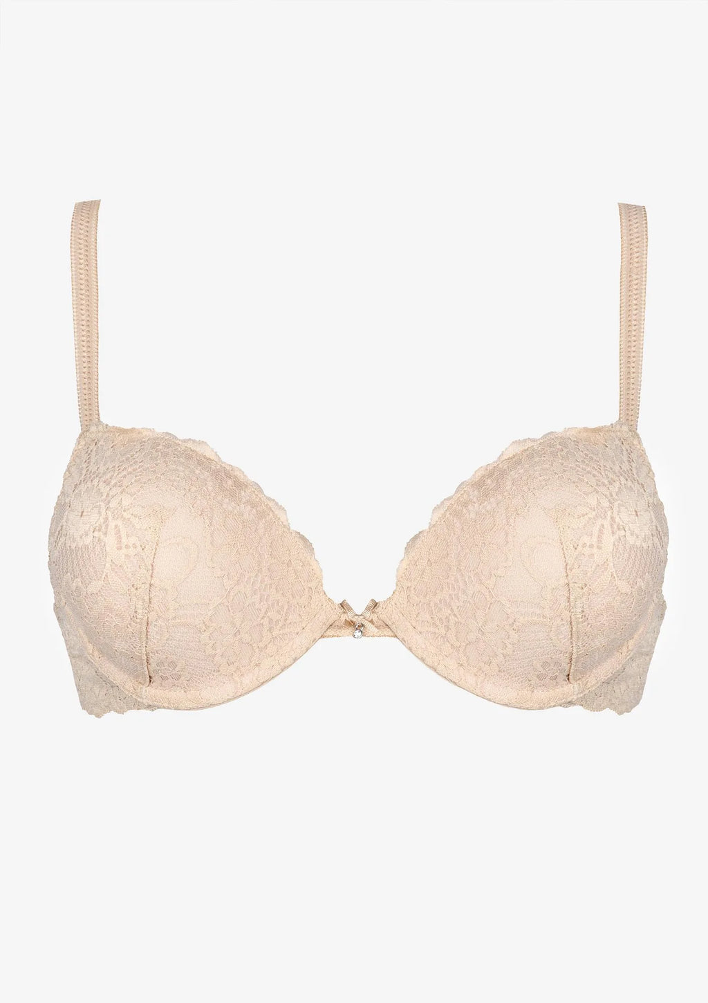 Biustonosz beżowej Sielei Allure 2674 push-up z białej koronki