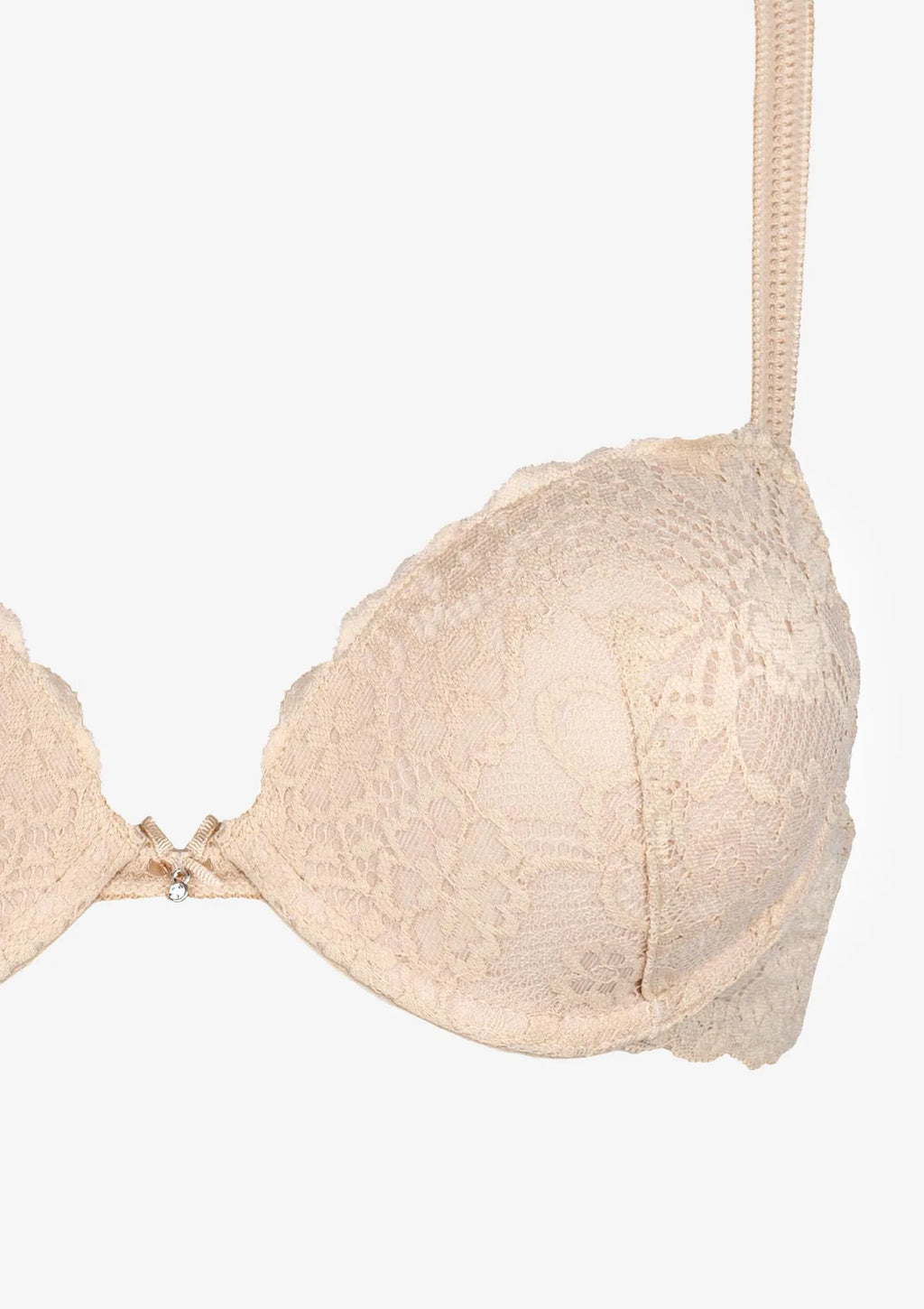 Biustonosz beżowej Sielei Allure 2674 push-up z białej koronki