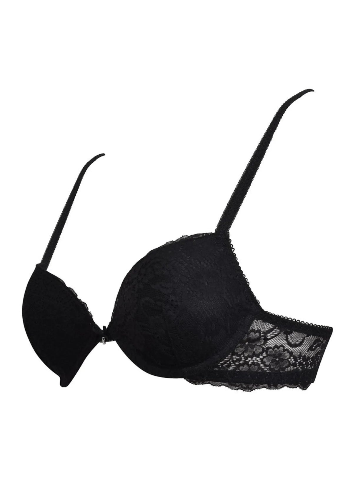 Biustonosz czarnej Sielei Allure 2674 push-up z białej koronki