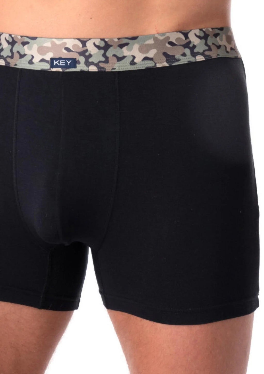 Key MXH 240 bambusowe bokserki męskie czarne z gumą moro