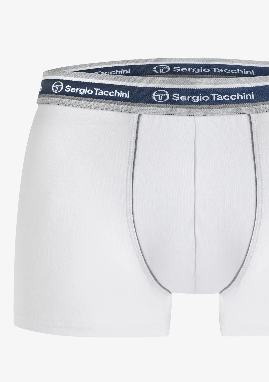 Bokserki Sergio Tacchini 9000 białe, ciemnoszara lamówka białe
