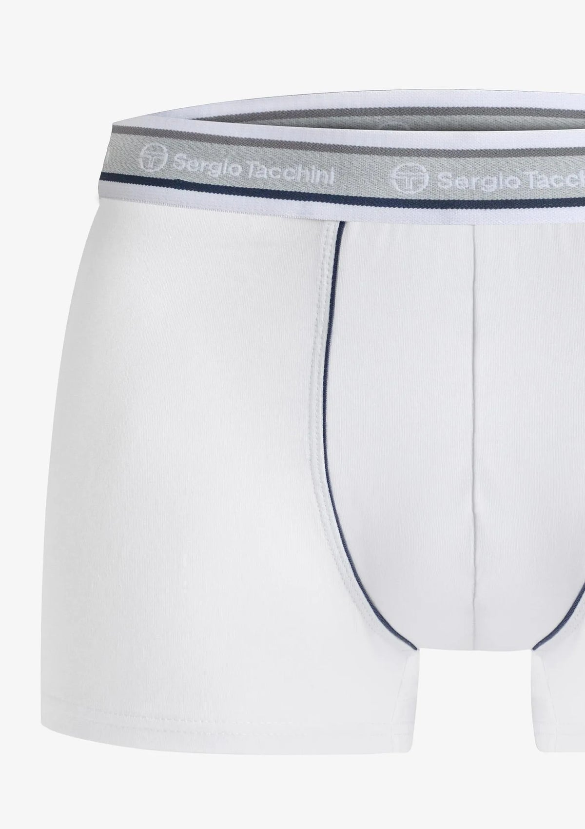 Bokserki białe Sergio Tacchini 9000 z melanżową lamówką