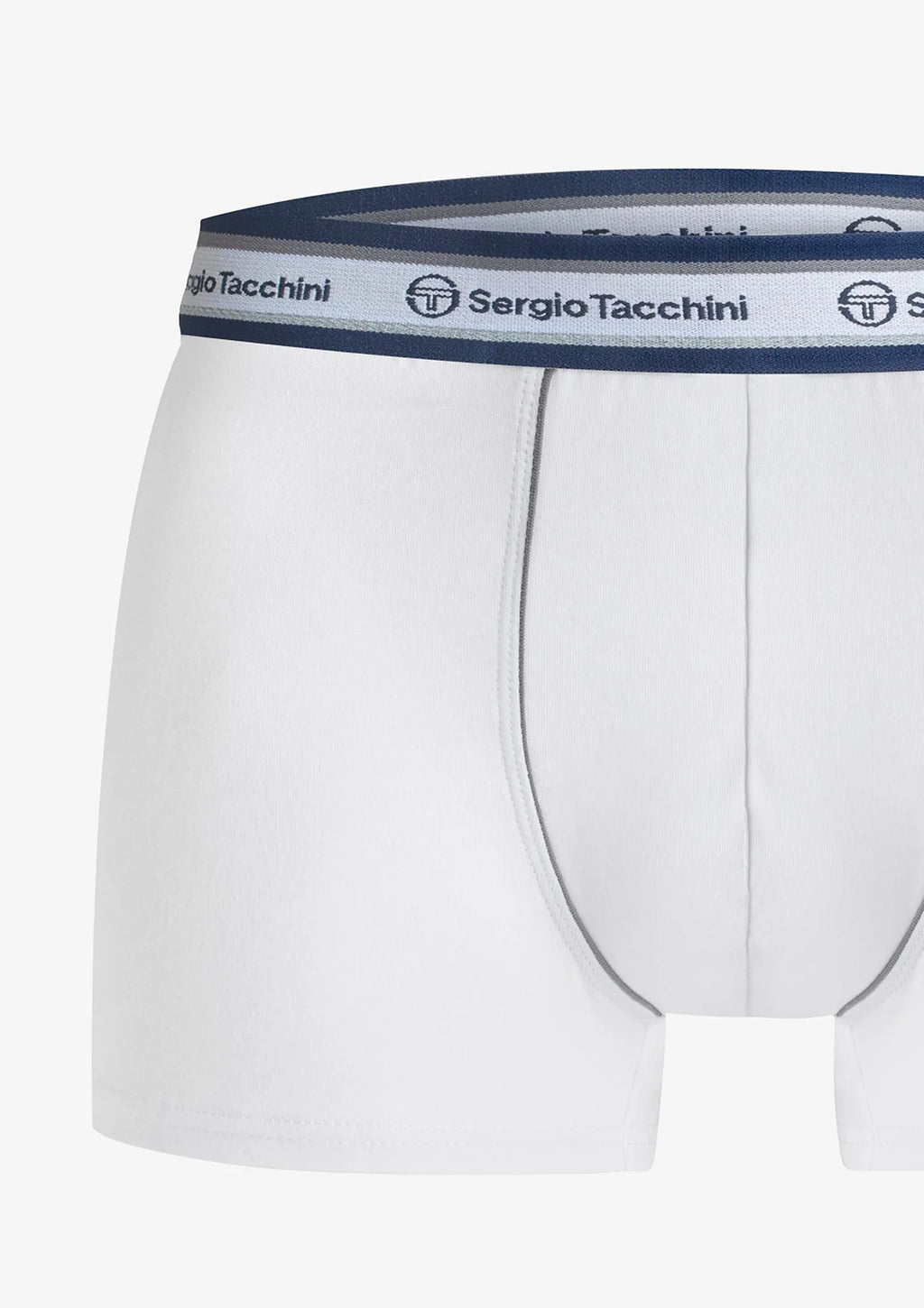 Bokserki białe Sergio Tacchini 9000 z melanżową lamówką
