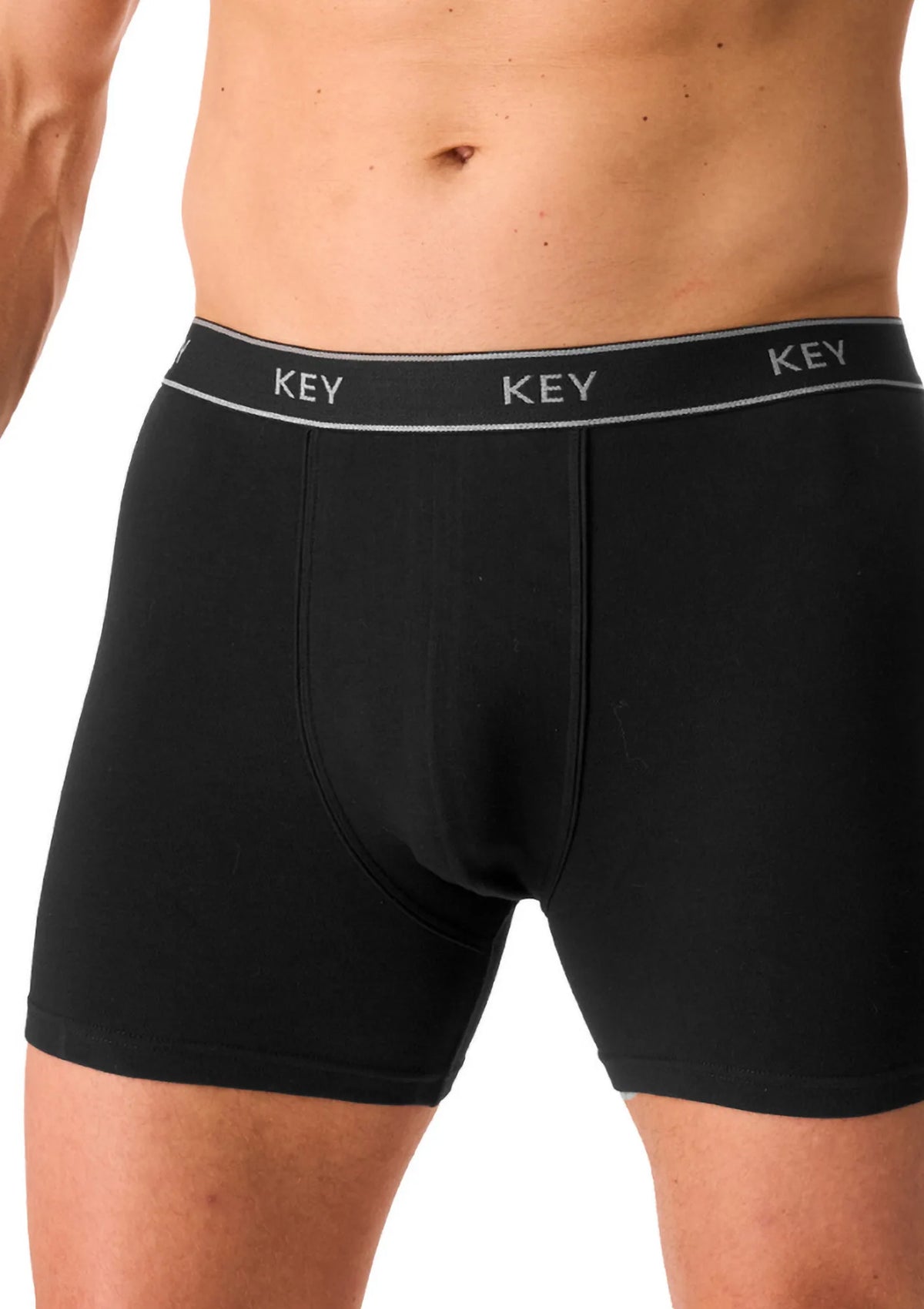 Key MXM 222 bokserki męskie z dłuższą nogawką, bawełna czarne