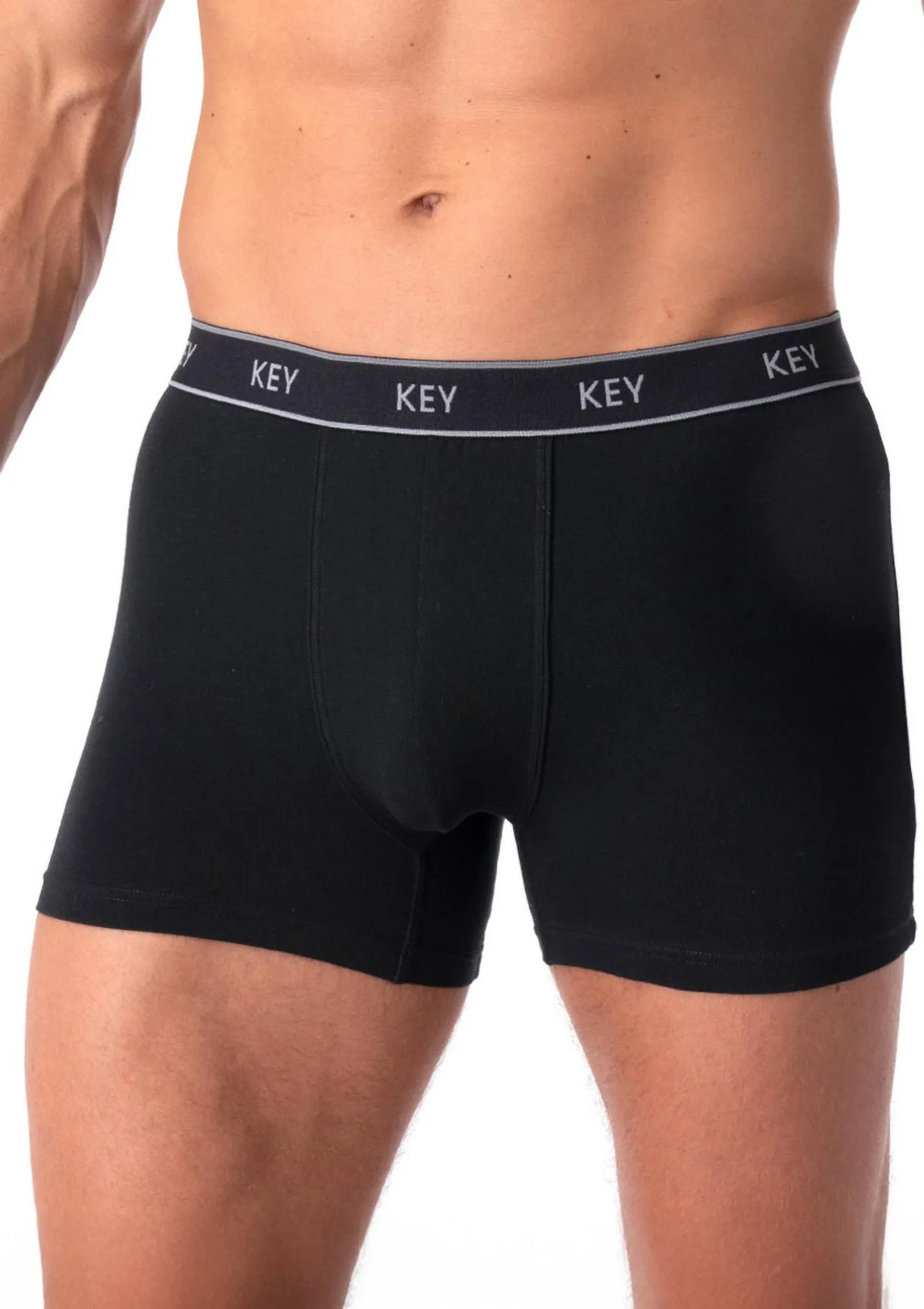 Key MXH 222 gładkie bokserki męskie czarne o klasycznym kroju