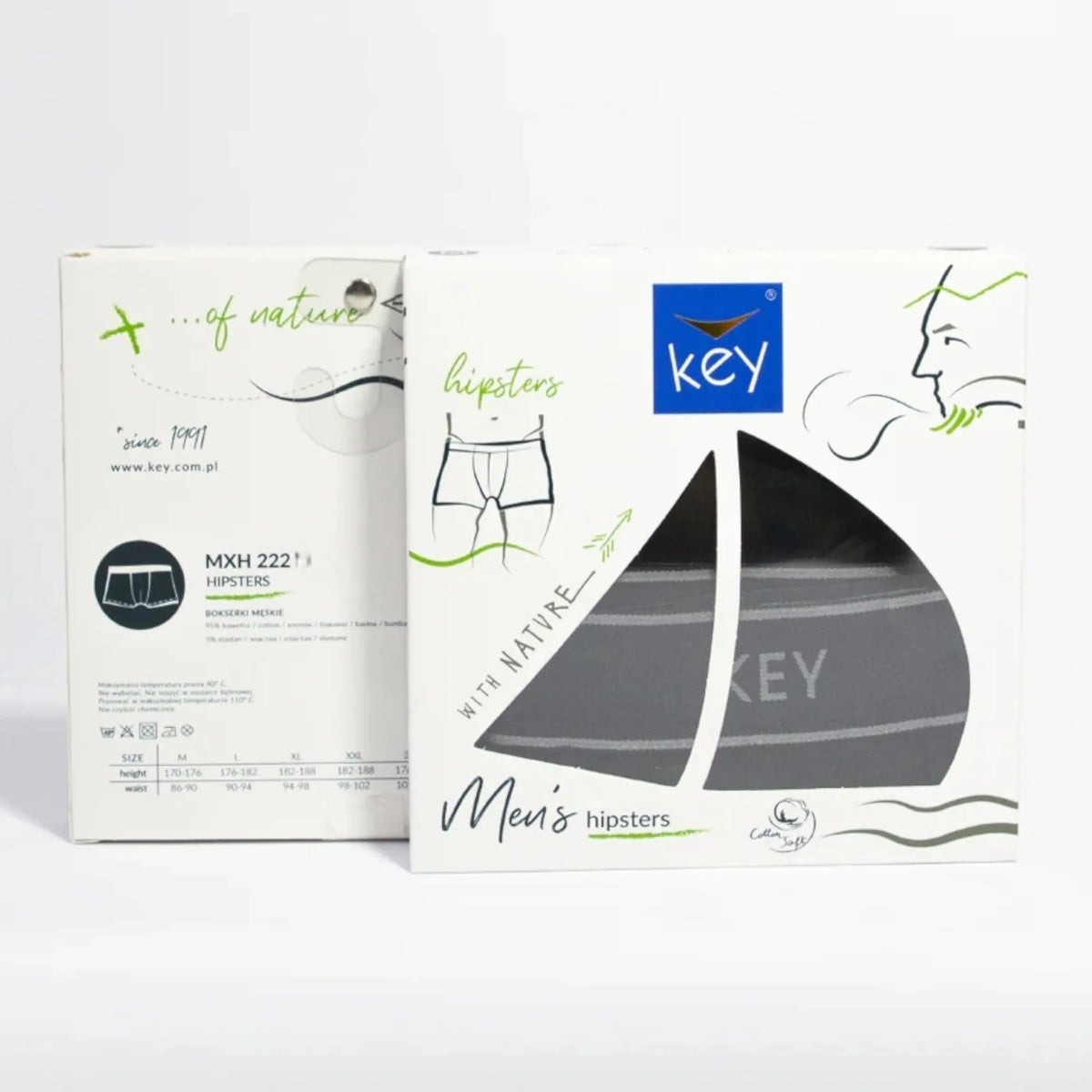 Bokserki Key MXH 222 klasyczne, gładkie