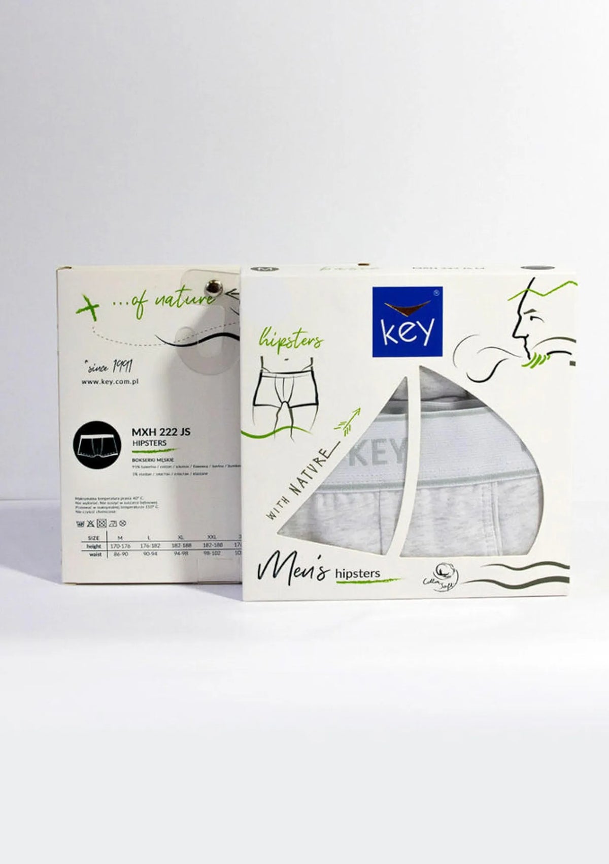 Key MXH 222 bokserki męskie szare bawełniane o klasycznym kroju