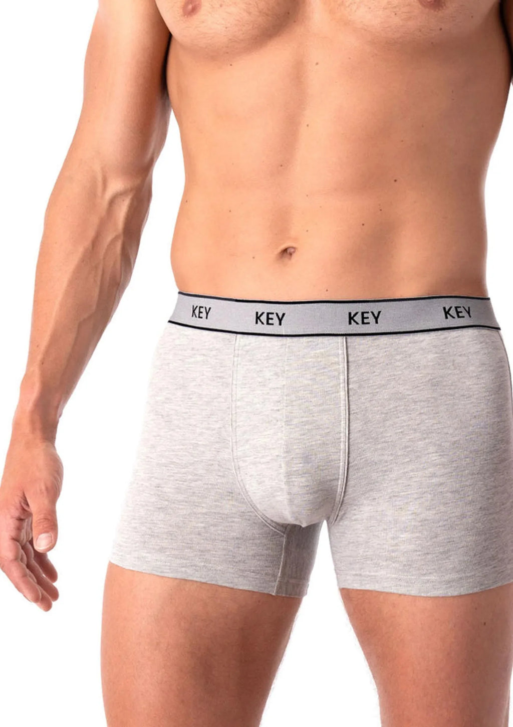 Key MXH 222 gładkie bokserki męskie szare o klasycznym kroju