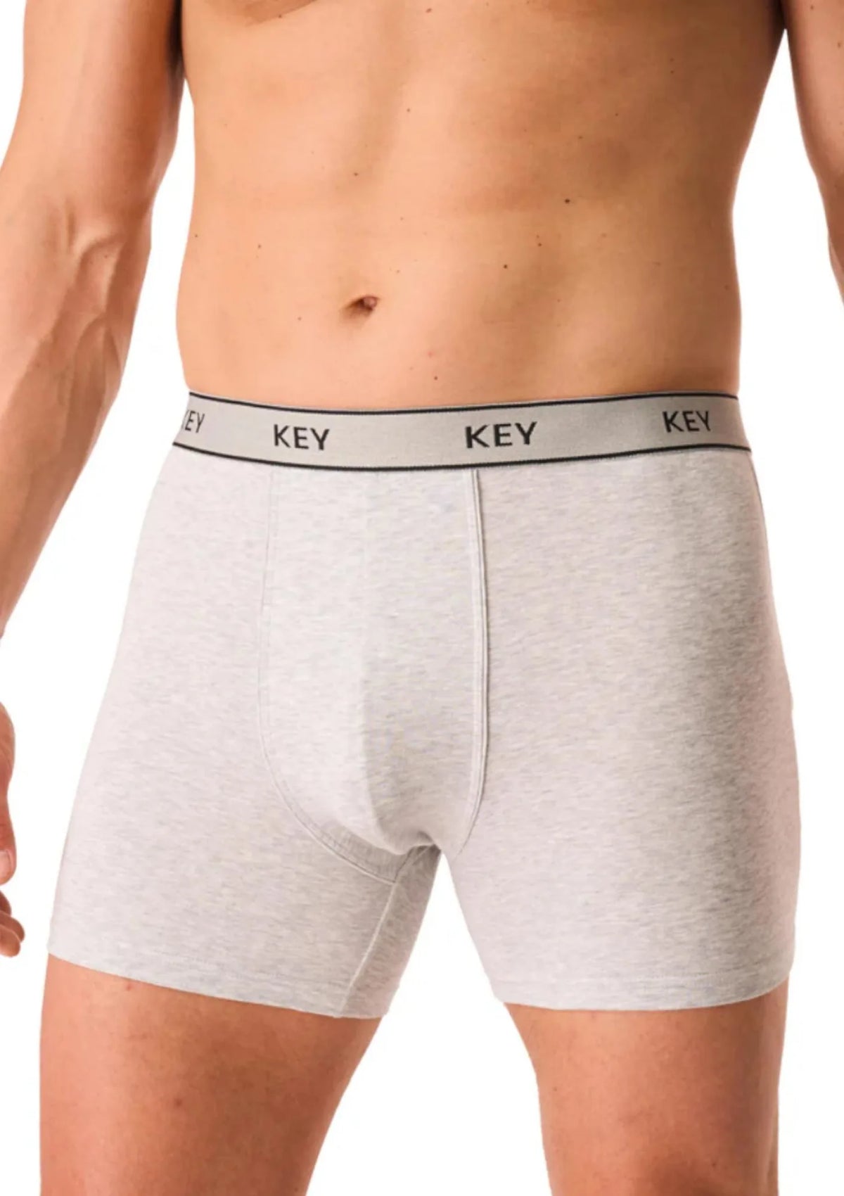 Key MXM 222 bokserki męskie z dłuższą nogawką, bawełna szare