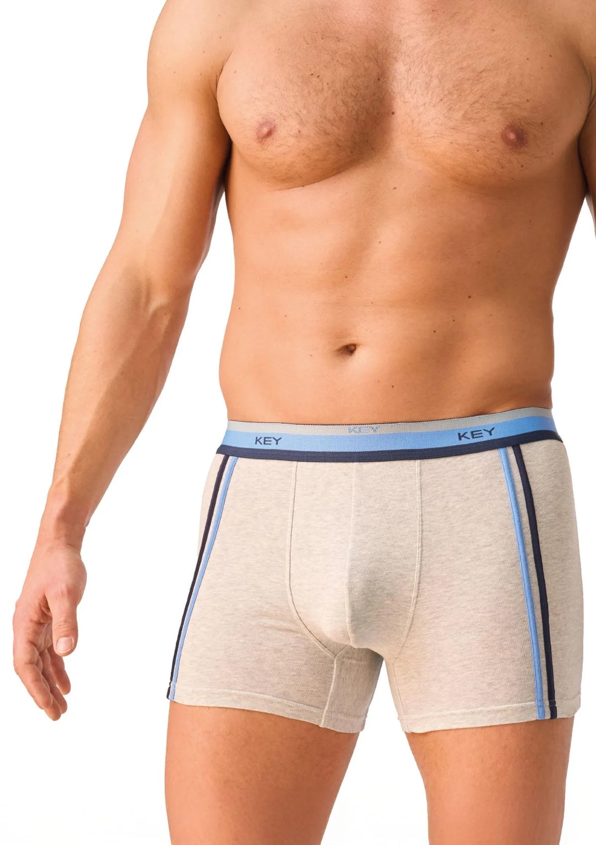 Key MXH 212 bokserki męskie szare z zewnętrzną gumą