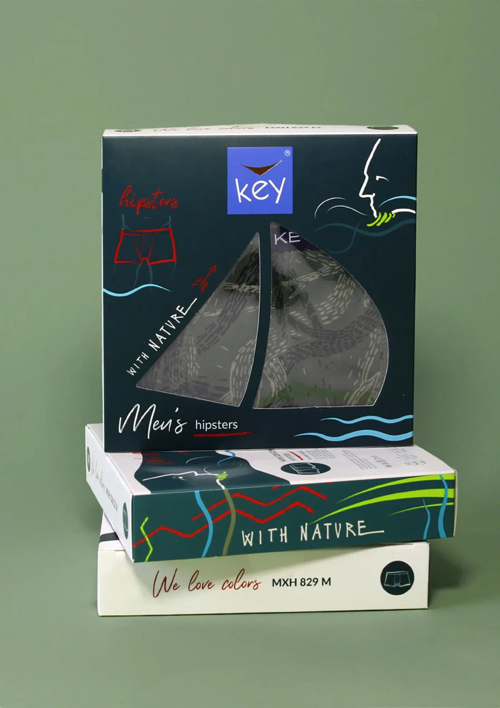 Bokserki Key MXH 829 w motyw korzeni, bawełna z elastanem