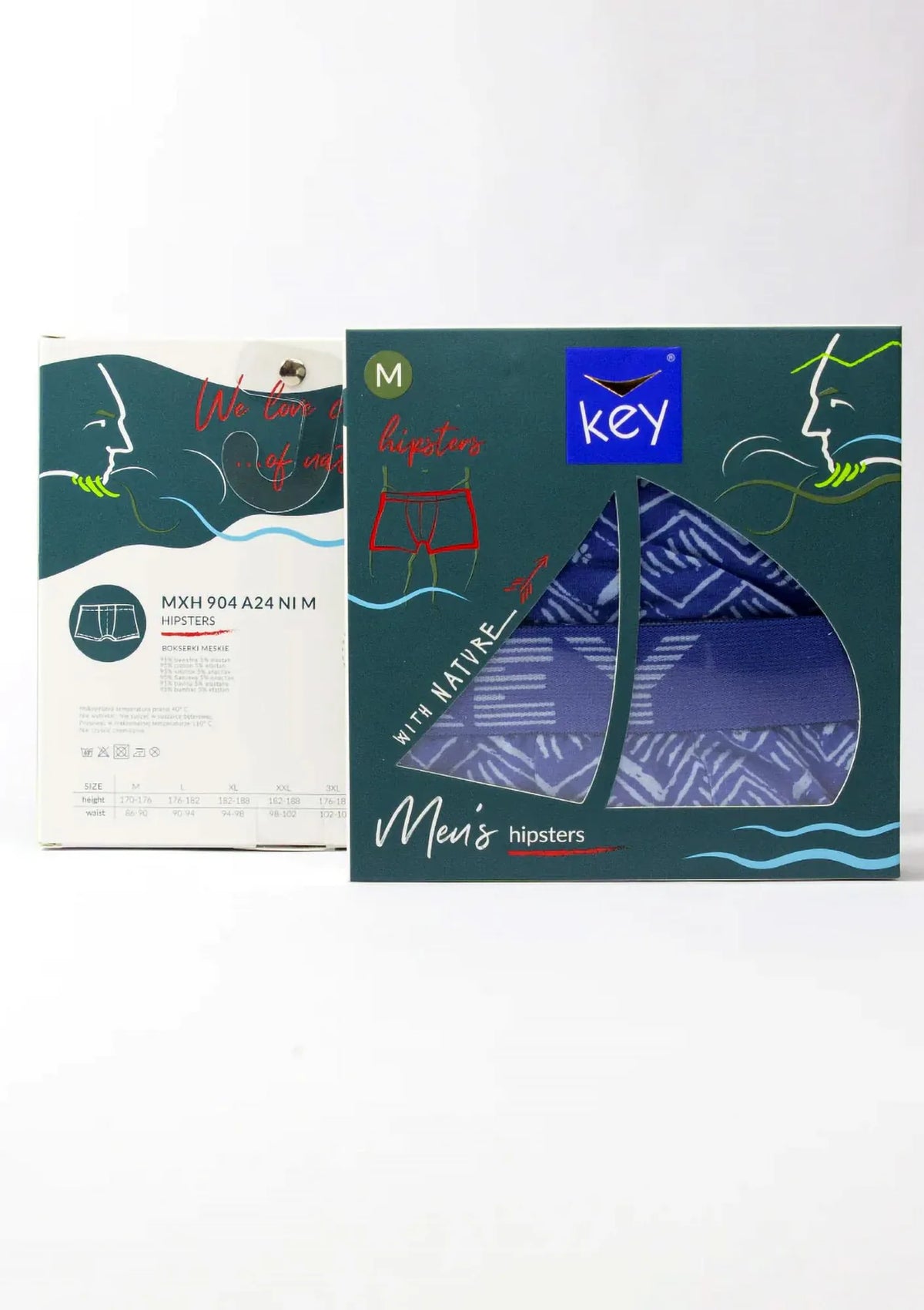 Key MXH 904 bokserki bawełniane z górskim rysunkiem