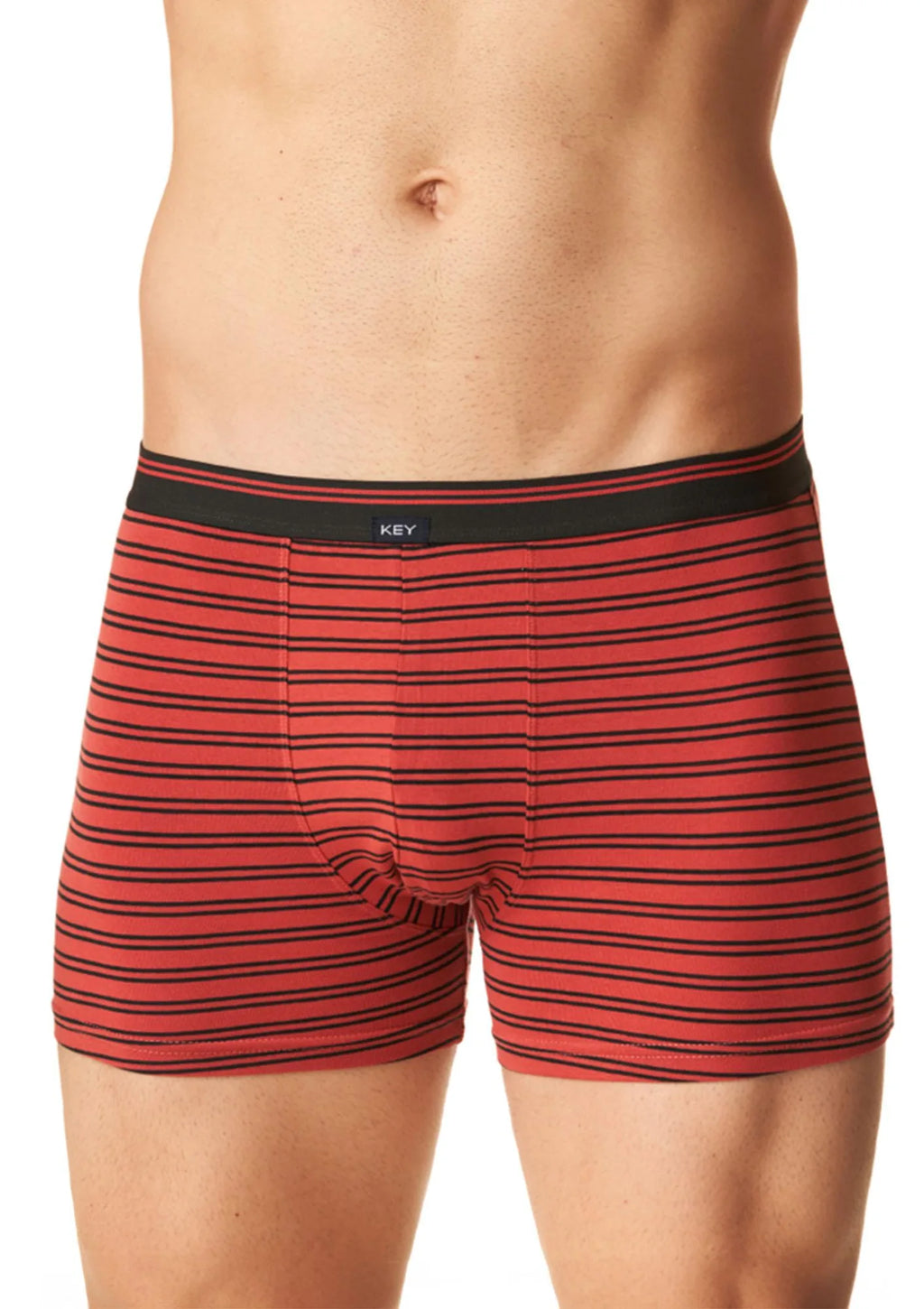 Key MXH 321 bokserki męskie czerwone w paski, guma zewnętrzna