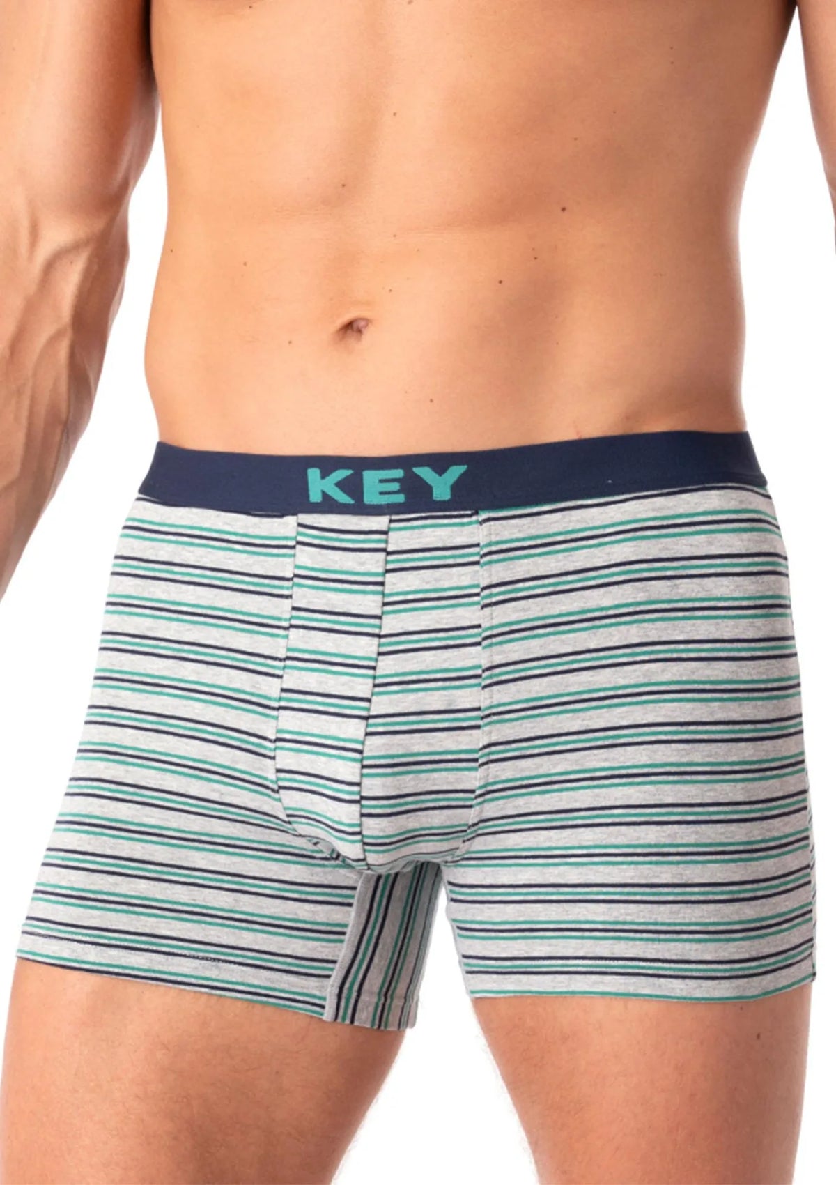 Key MXH 322 bokserki szare w paski z logowaną gumą zewnętrzną