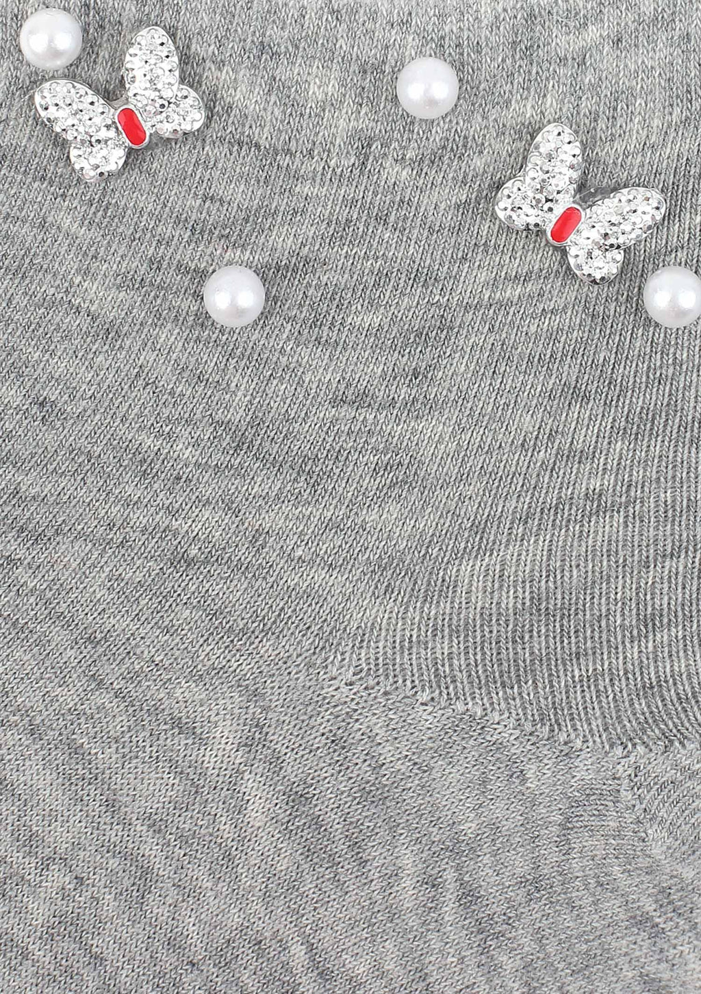 Skarpetki damskie Marilyn Cotton Shiny Butterflies z ozdobami na ściągaczu