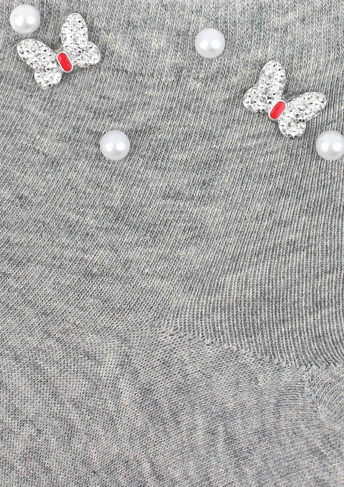 Skarpetki damskie Marilyn Cotton Shiny Butterflies z ozdobami na ściągaczu