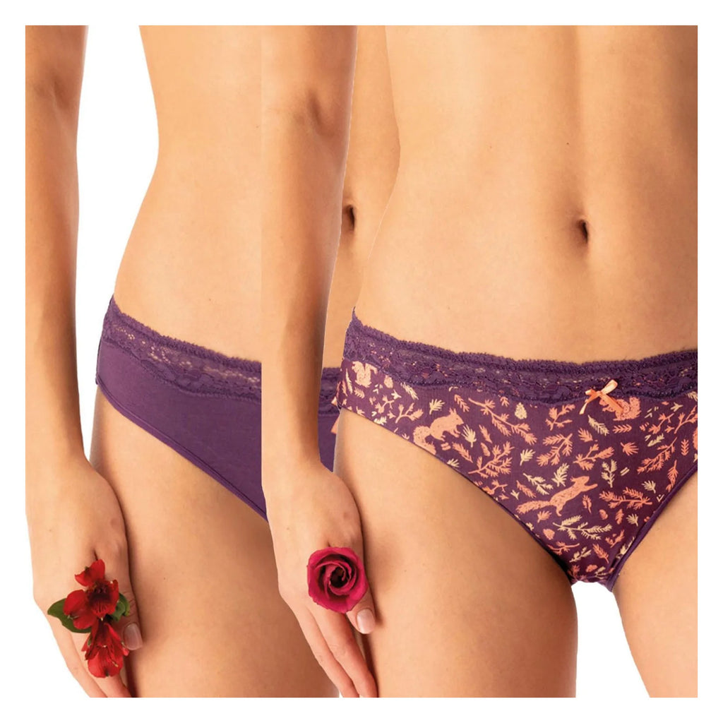 Figi mini bikini Key LPR 706 z wiewiórką, bawełniany dwupak