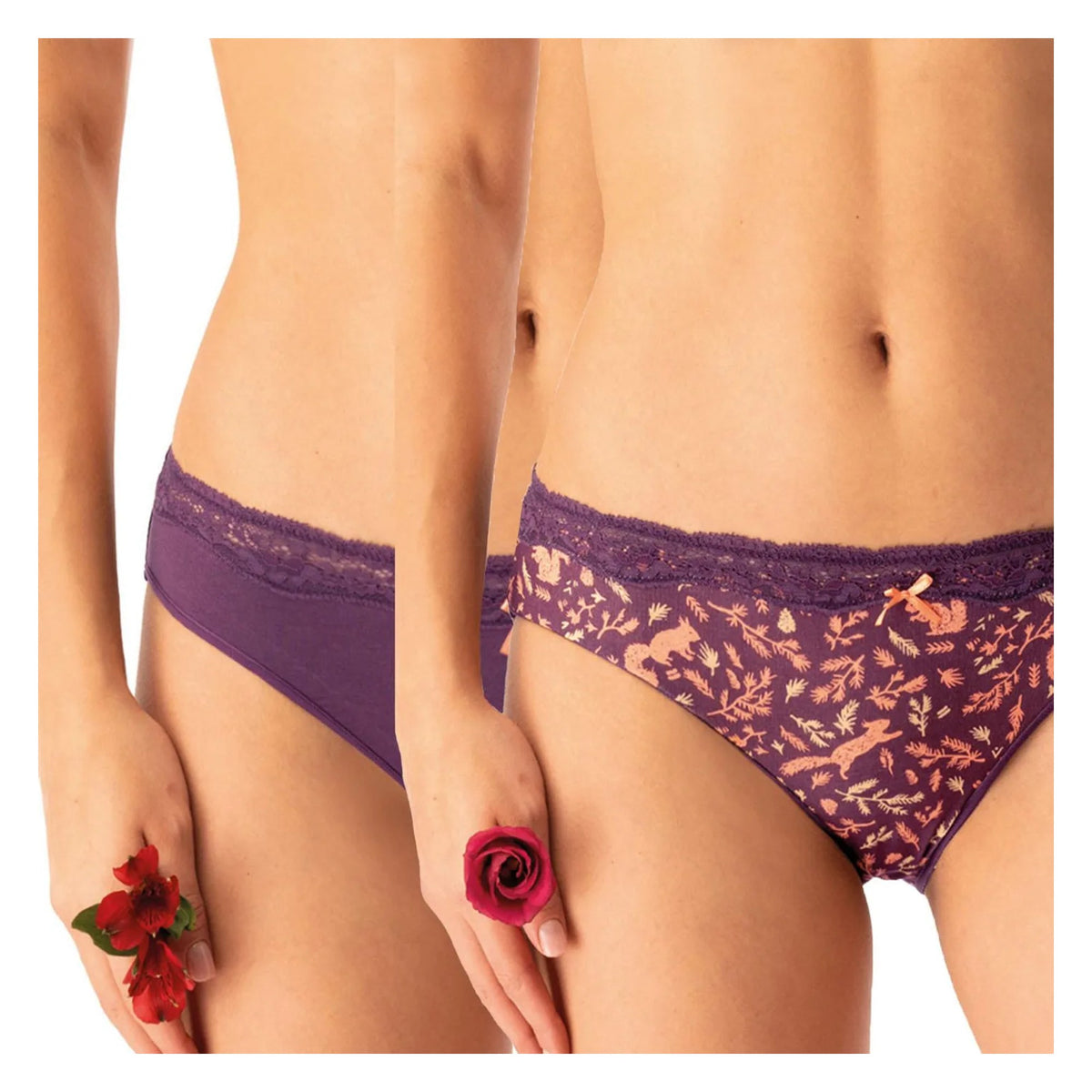 Figi mini bikini Key LPR 706 z wiewiórką, bawełniany dwupak