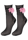 Cienkie skarpetki damskie Air Socks Flower Marilyn z kwiatkiem i perełką