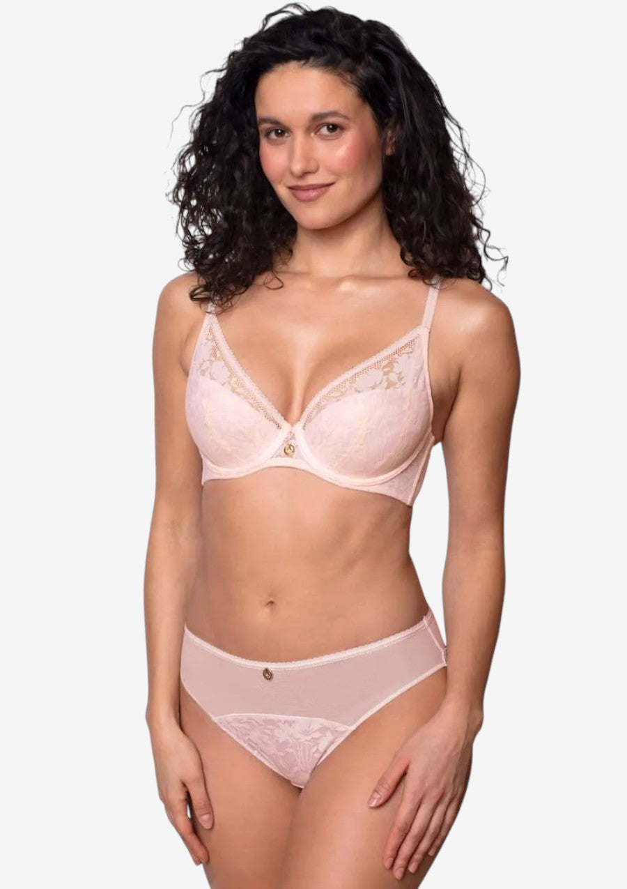 Figi bikini koronkowe z siateczką DM-6349 Agio różowe