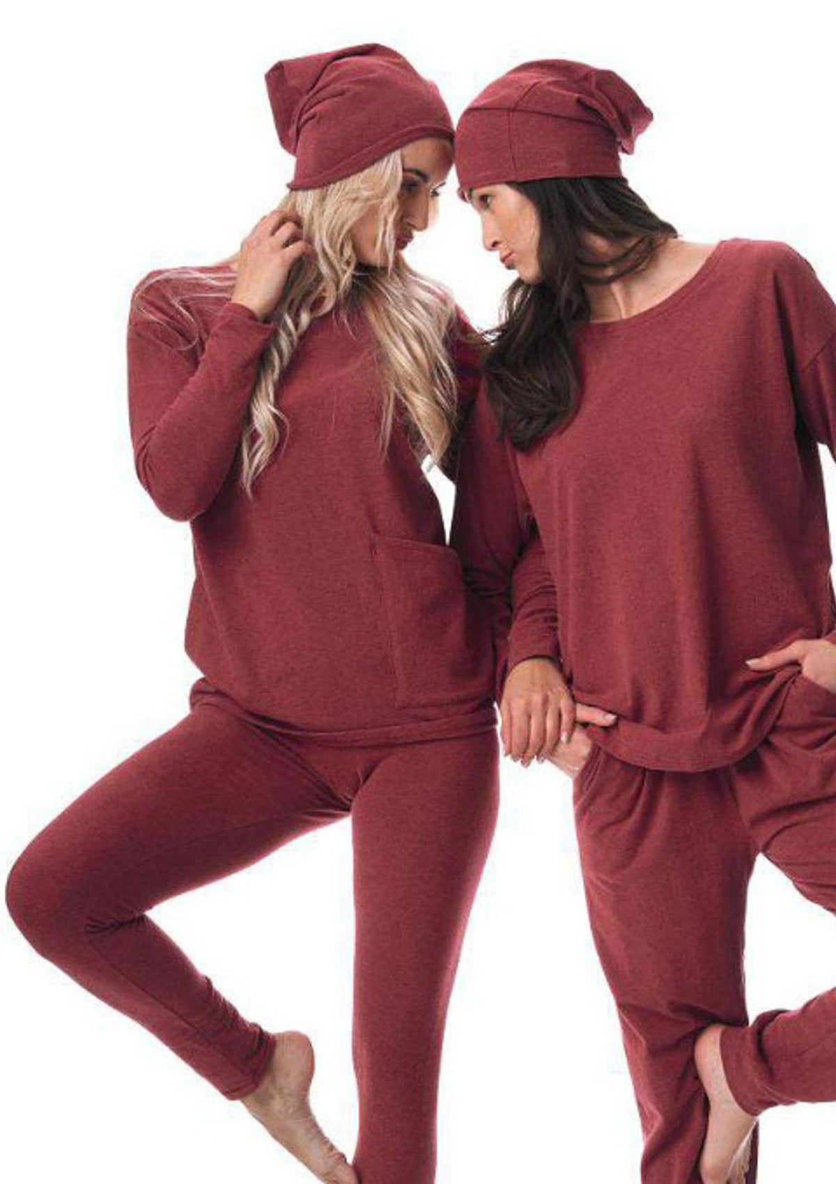 Bluza damska bawełniana ciepła Hot Touch LHB 729 Key, bordo