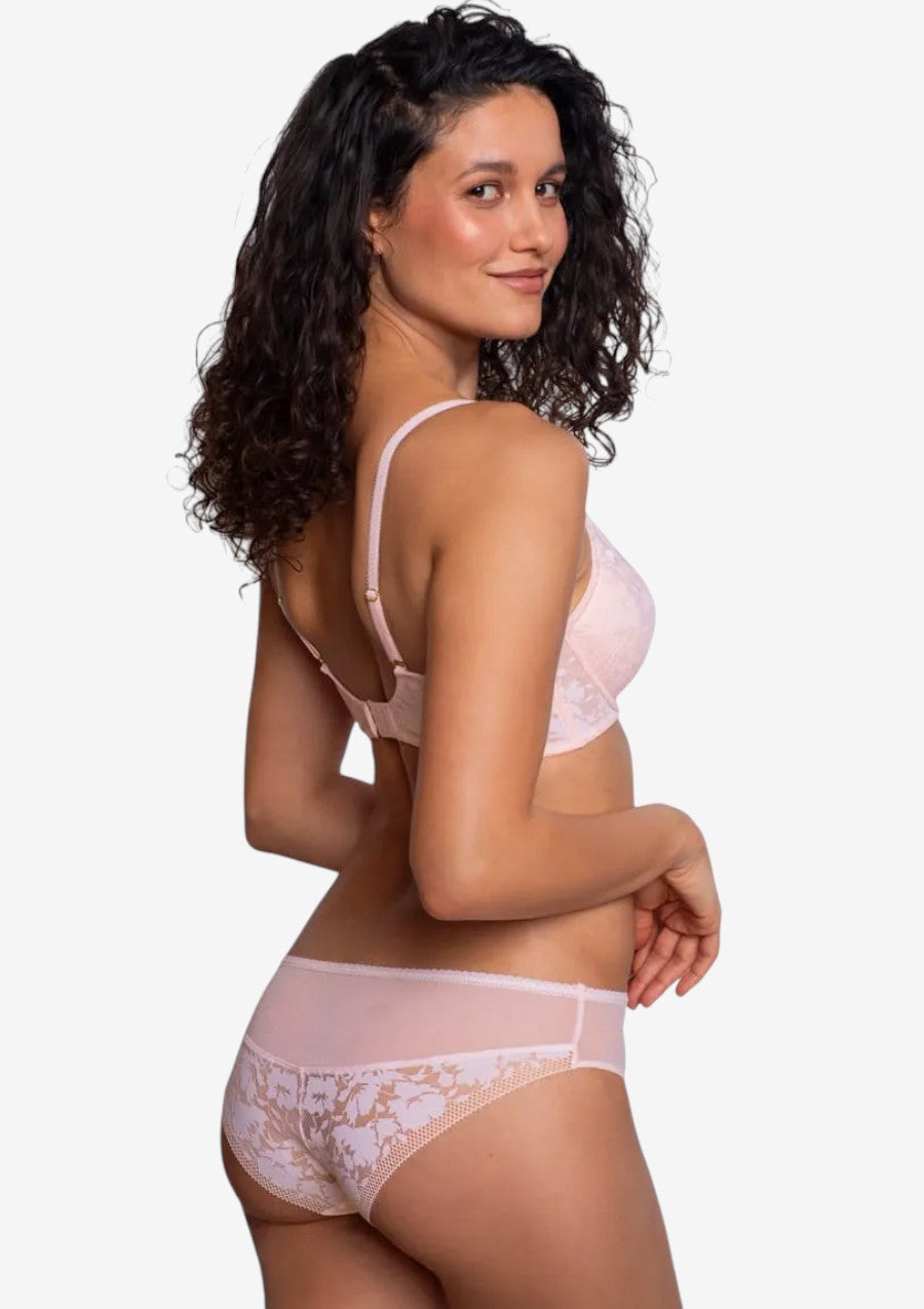 Figi bikini koronkowe z siateczką DM-6349 Agio różowe