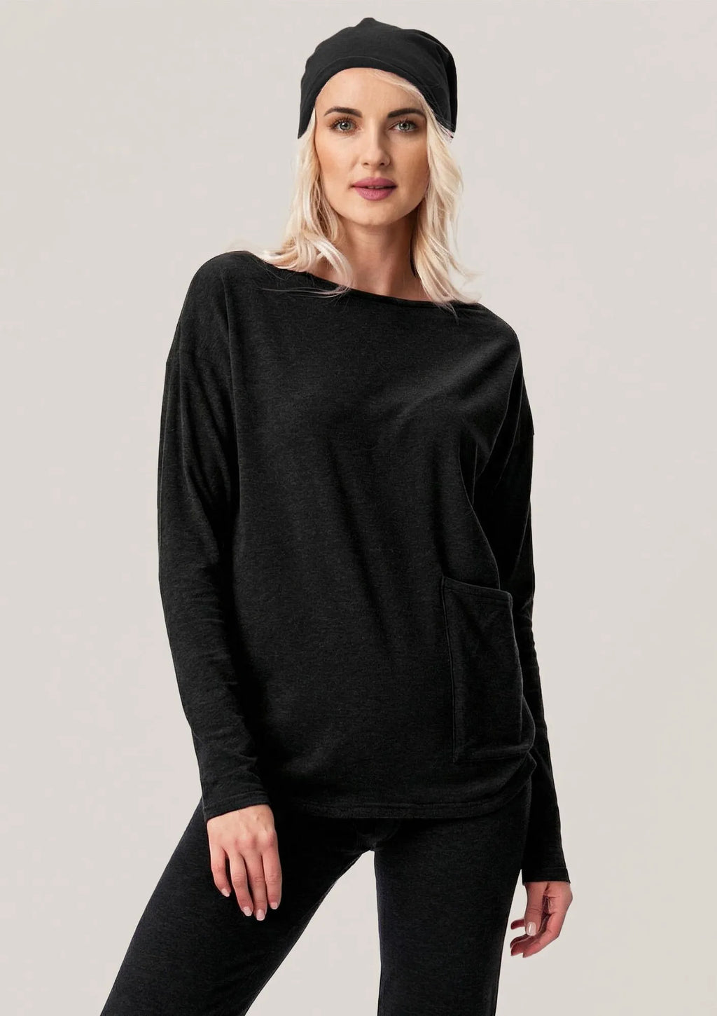 Key Hot Touch LHB 729 ciepła bluza damska czarna z bawełny