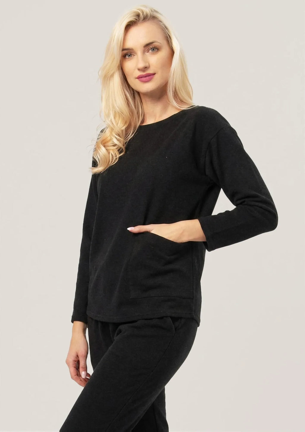 Key Hot Touch LHB 729 ciepła bluza damska czarna z bawełny