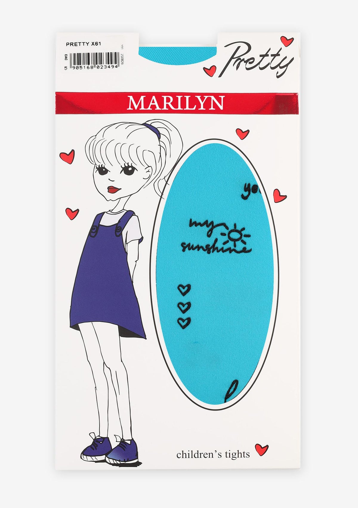 Wzorzyste rajstopy dziecięce z mikrofibry Pretty X61 Marilyn, 40 den, niebieskie