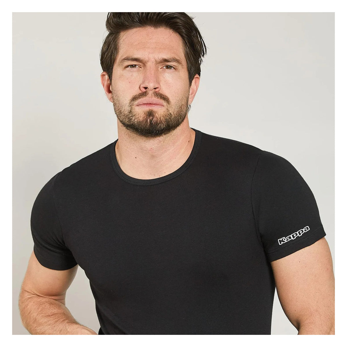 T-shirt męski Kappa K1306 klasyczny, grubsza bawełna czarny