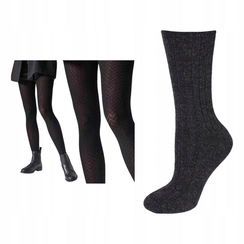 Zestaw dla kobiety rajstopy z kaszmirem Legs Cashmere Viscosa + skarpetki merino