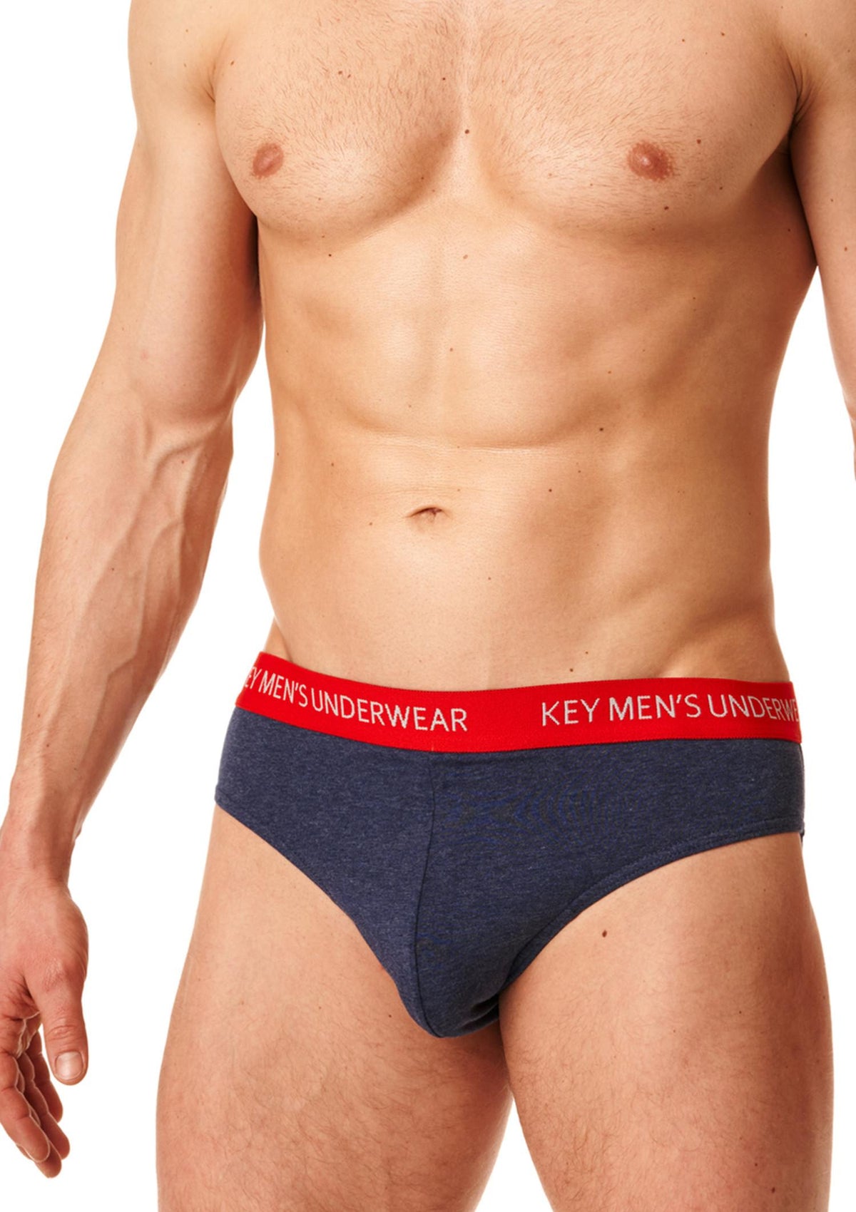 Gładkie slipy męskie Key MPP 172, 2 pack, z czerwoną gumką