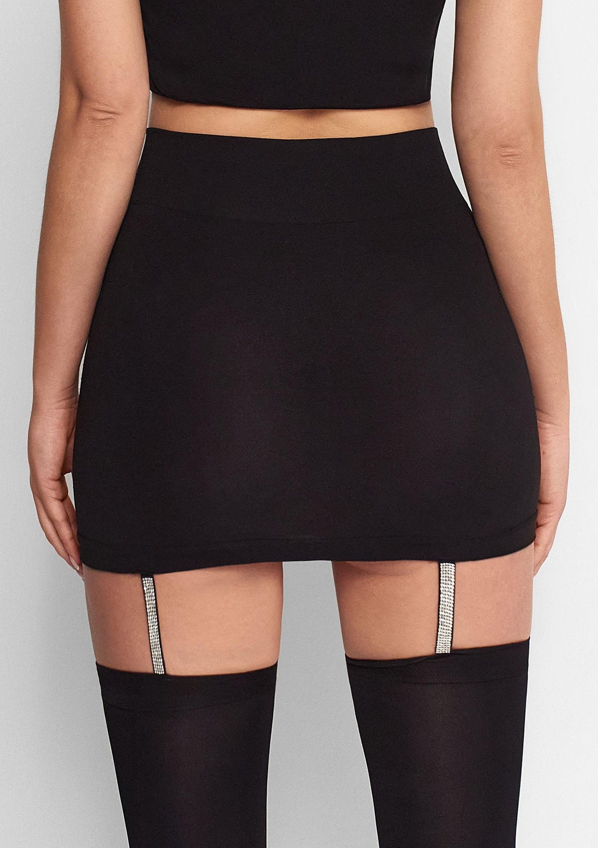 Komplet spódniczka z pończochami na paskach Cherry H23 Hot Marilyn, 100 den, z kryształkami