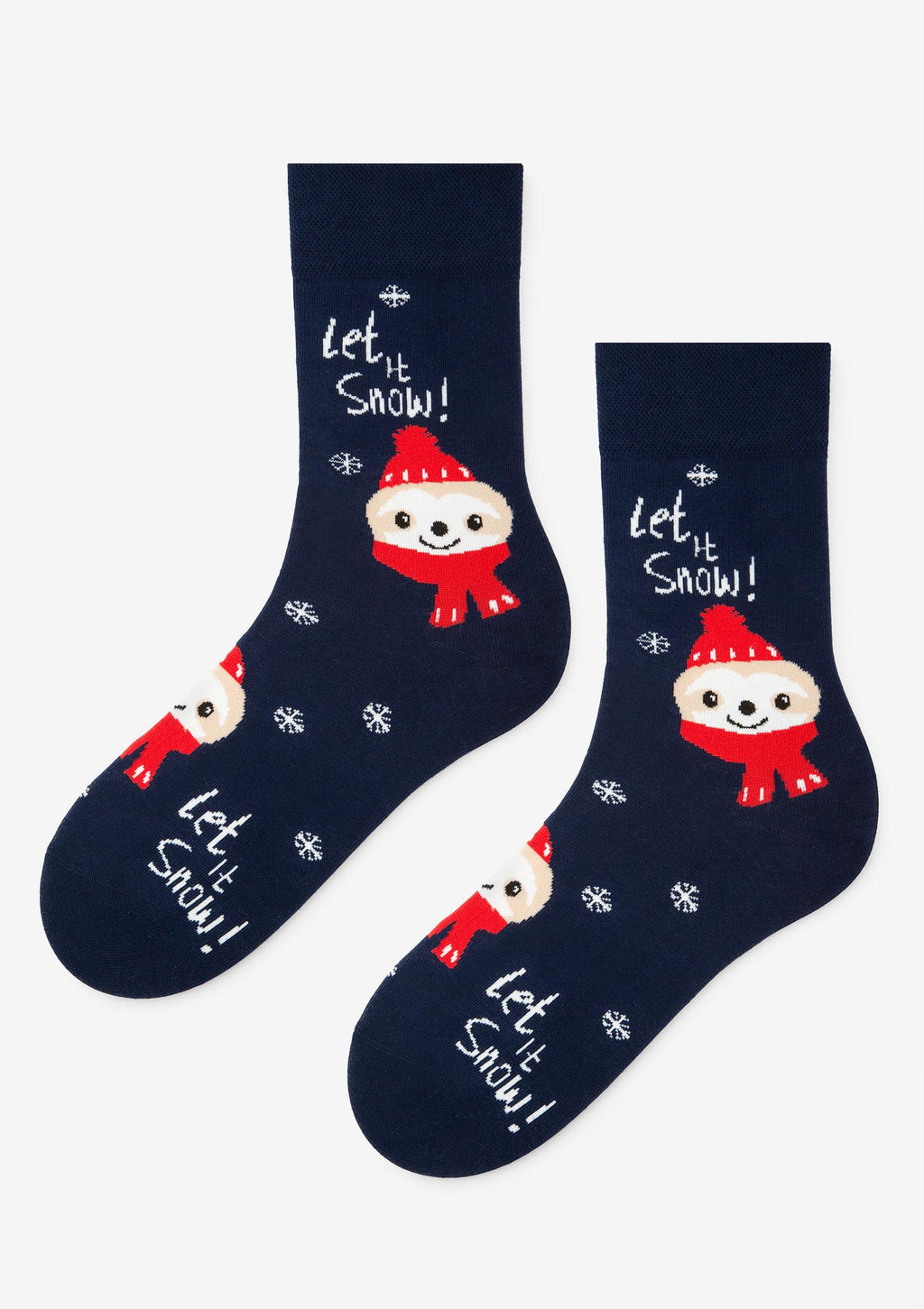 Skarpetki męskie Marilyn Santa Sloth z leniwcem w czapce i szaliku, granatowe