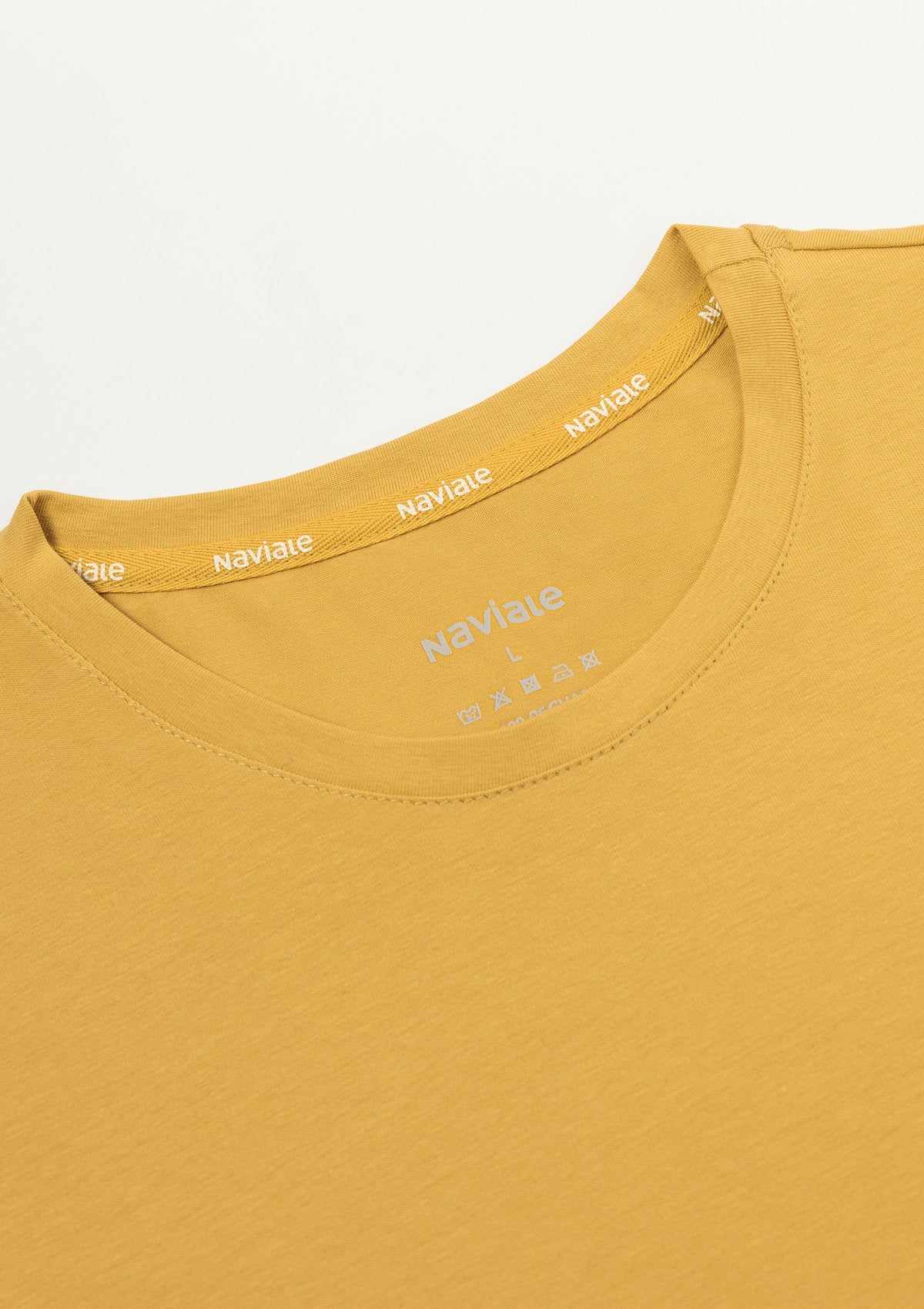T-shirt męski luźny z bawełny czesanej MH320-04 Naviale musztardowy