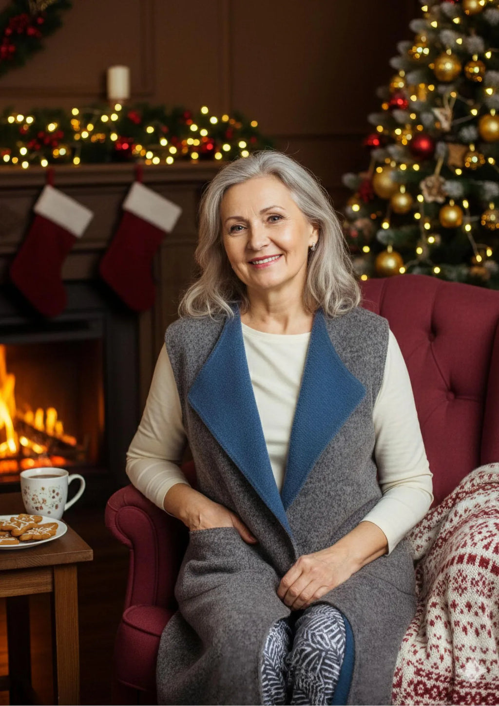 Homewear LHW 095: długa dwustronna kamizelka damska