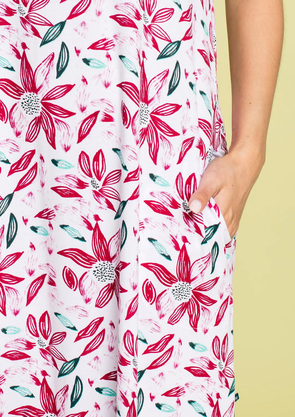 Homewear LHD 505 długa sukienka bambusowa w kwiaty
