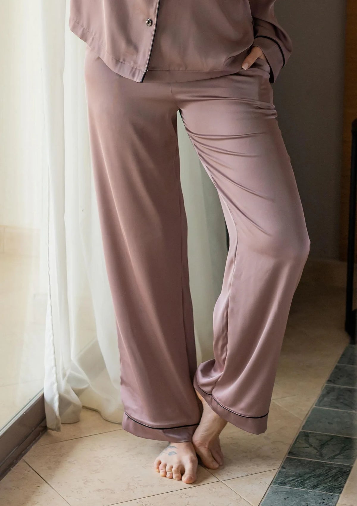 Spodnie piżamowe Kleo Grace 3685 z włoskiej satyny