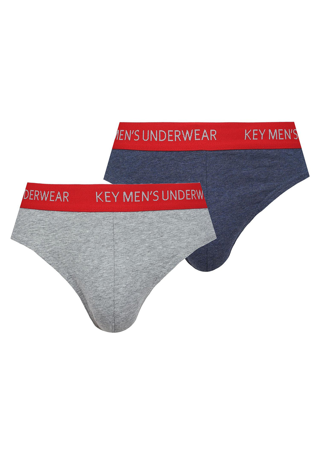 Gładkie slipy męskie Key MPP 172, 2 pack, z czerwoną gumką