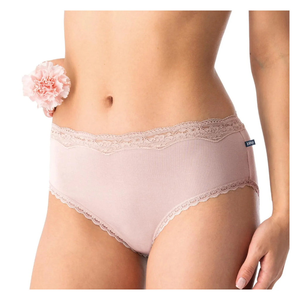 Figi damskie LPK 002 Key beżowe – bambusowe z koronką semi maxi bikini