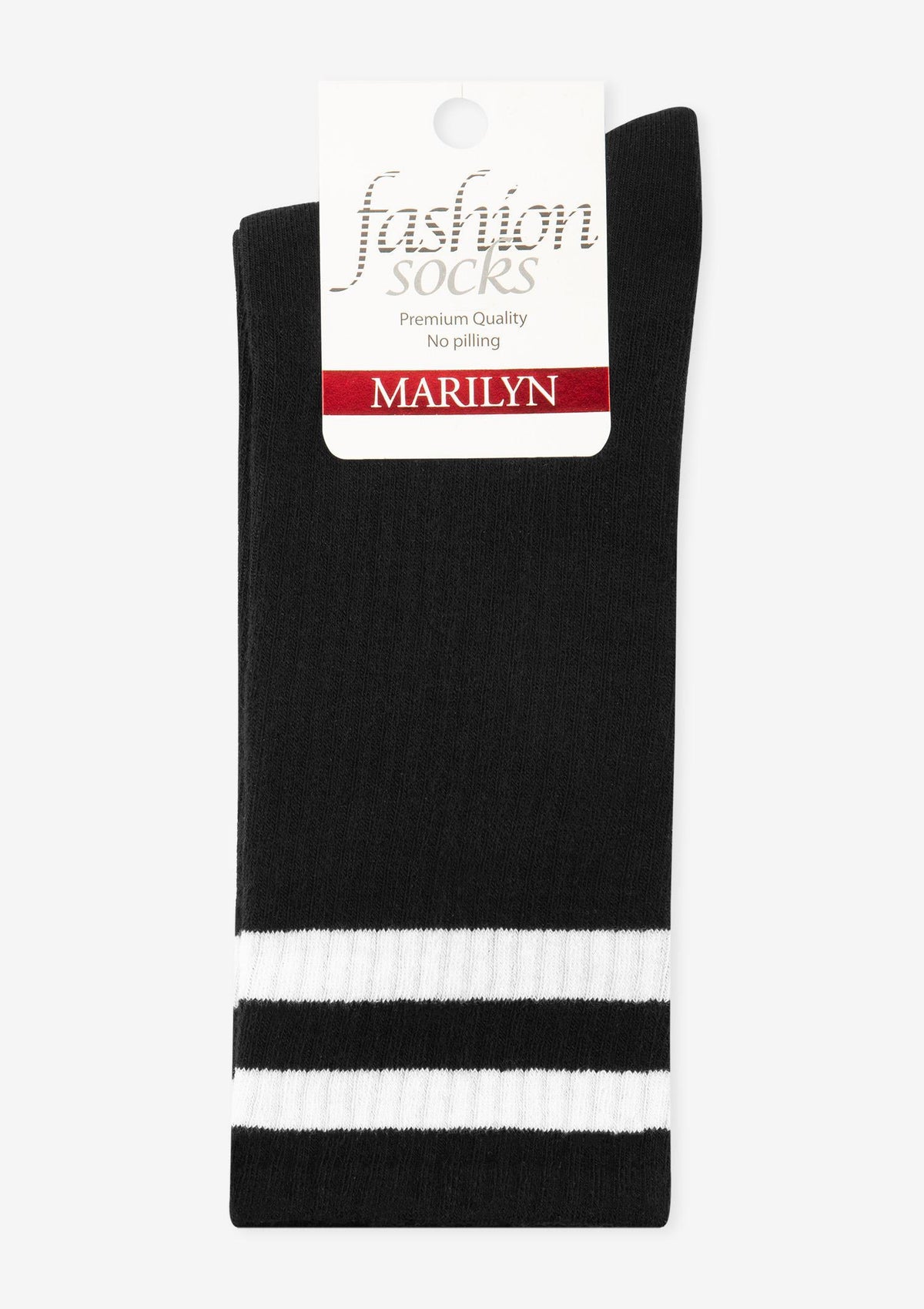 Skarpetki damskie czarne w sportowym stylu z prążkowanym ściągaczem Marilyn Two Straps