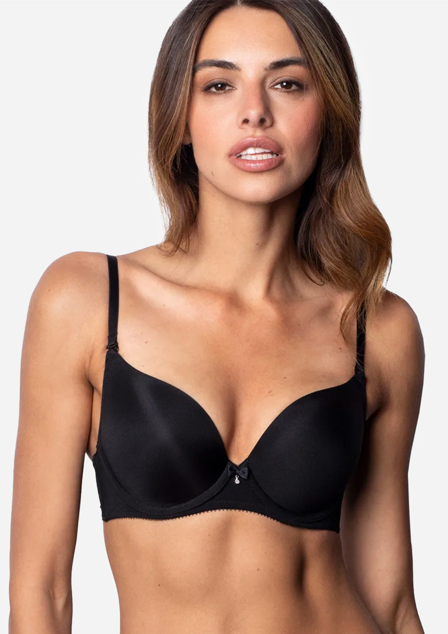 Biustonosz gładki push up z żelową wkładką DB-9214 Agio, czarny