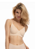 Biustonosz Julimex Simple T-Shirt Bra, miękki, z elastycznymi fiszbinami, beżowy