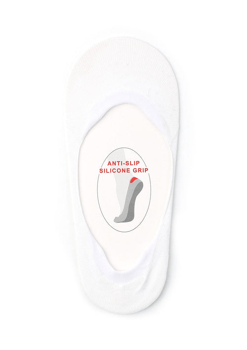 Bawełniane stopki damskie z silikonem Cotton Anti-Slip White Marilyn, białe